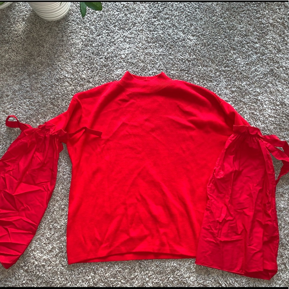 ASOS Red Wide Arm (Bell Sleeves) Sweater Shirt
